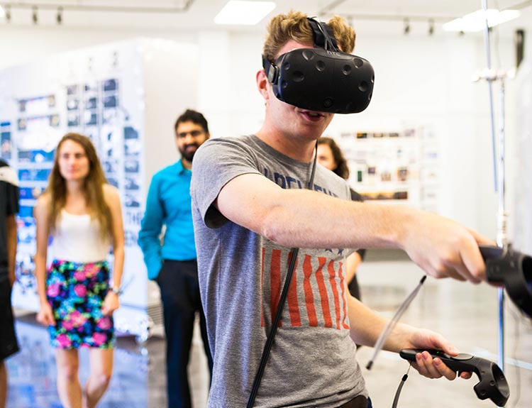 Student testing Virtual Reality equipment