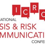 Logo for the International Crisis & Risk Communication Conference with red speech bubble graphics containing the letters ICRCC.