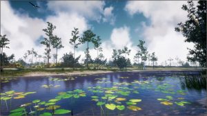 The Virtual UCF Arboretum, the waterbody view as an example of an immersive informal learning virtual nature application, October 2018.