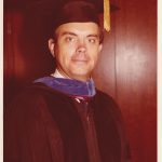 A person in academic regalia with a yellow tassel poses for a portrait. Text below reads "University of Central Florida Summer Commencement Ceremony August 24, 1979.