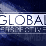 Text on a dark background reads "Global Perspectives" with a faint image of Earth from space.