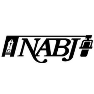 Logo of the NABJ with the letters "NABJ" stylized alongside figures of a pen and microphone.