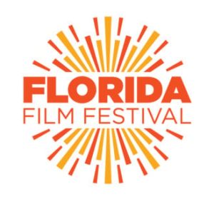 Logo for the Florida Film Festival featuring orange geometric rays radiating from the center.