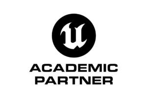 Black and white logo with a stylized letter "U" inside a circle above the words "Academic Partner.